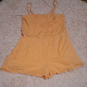 Strapless Smocked Romper in Light Orange